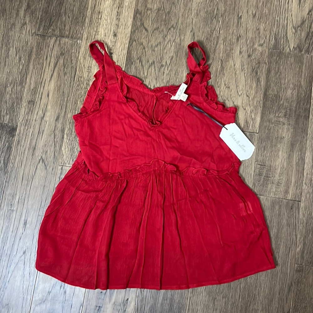 Red ruffle tank top
